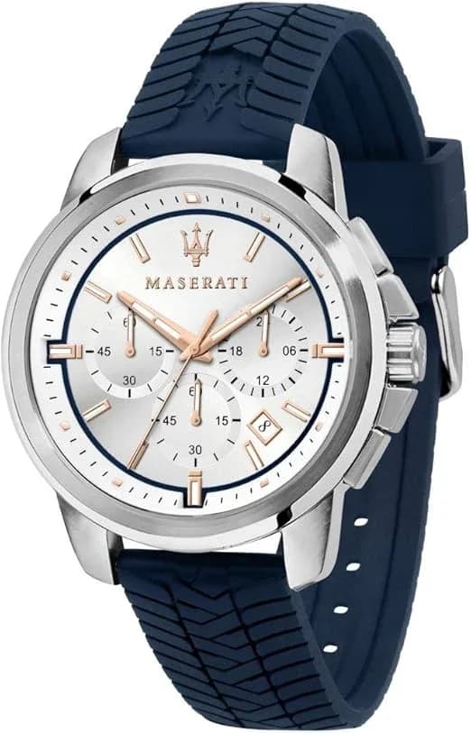 Montre Maserati R8871621013 homme cadran argent bracelet silicone