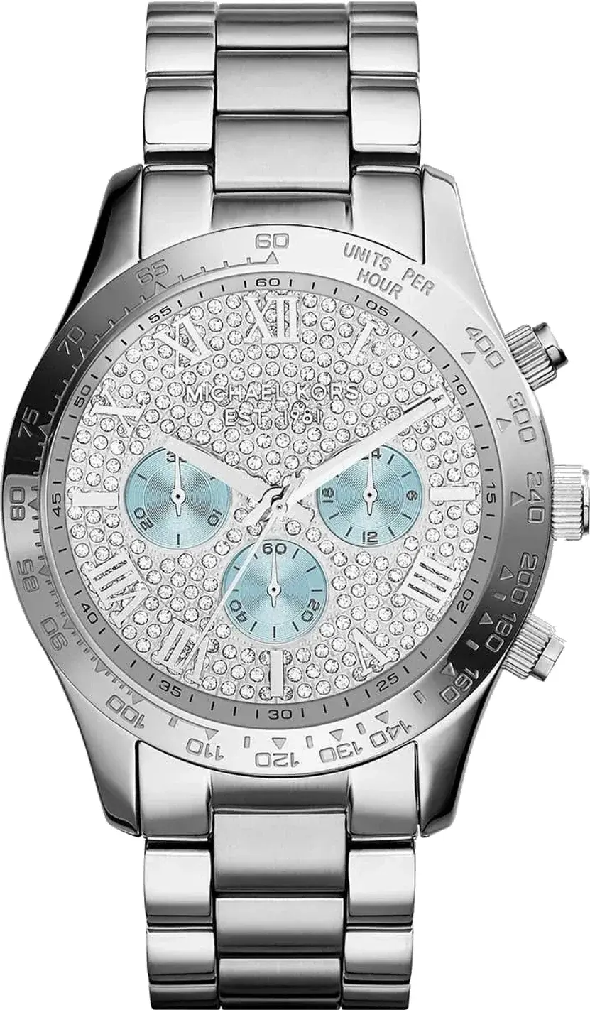 Montre Femme Michael Kors Layton MK6076 Cadran strassé à compteurs bleus clairs