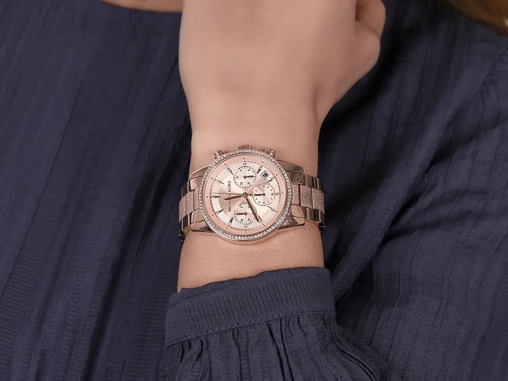 Montre Michael Kors Ritz MK6598 cadran analogique rond or rose cristaux