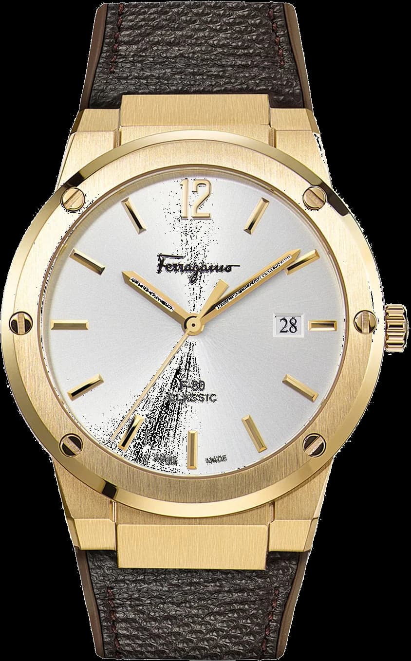 Salvatore Ferragamo SFDT00819 Silicone Bracelet Brown and Stainless Steel Case Men's Watch