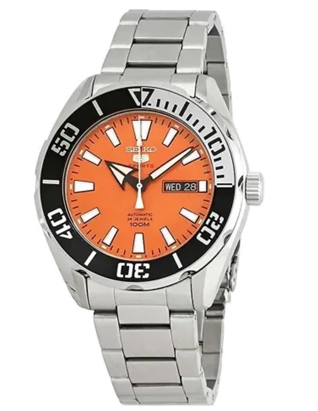 Montre Seiko SRPC55K1 homme cadran orange bracelet acier inoxydable