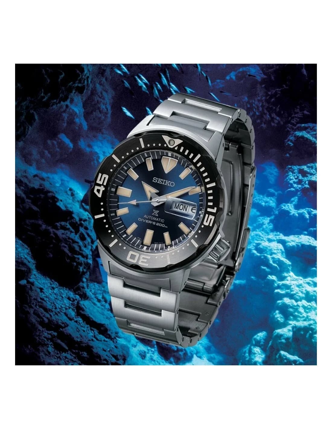 Seiko SRPD25K1 Monster boîtier acier inoxydable fond gravé verso