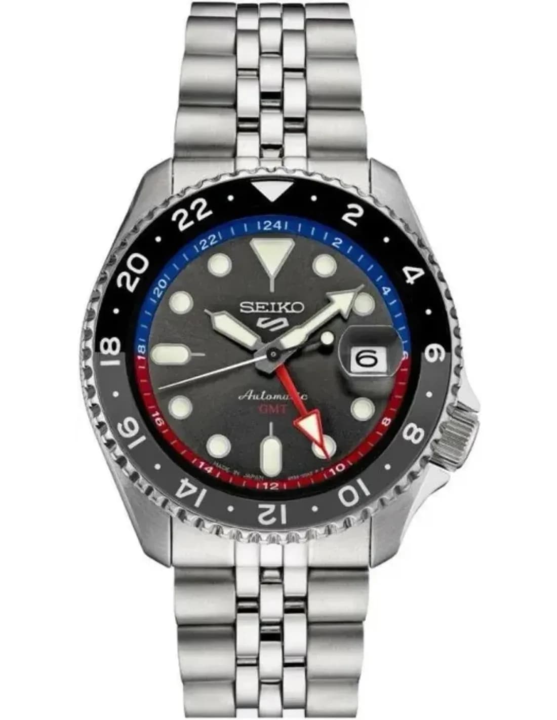 Montre Seiko SSK019K1 GMT automatique cadran noir bracelet acier 42mm