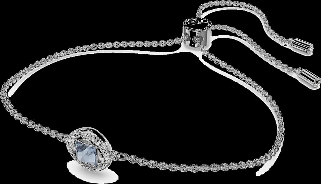 Bracelet Swarovski Angélique 5662141 coupe carré bleu rhodié vue 2