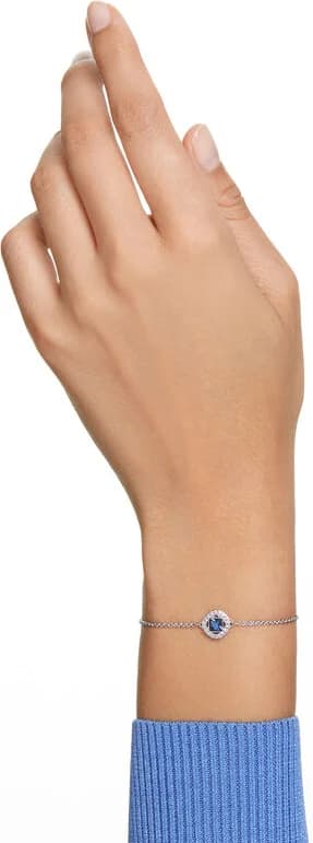 Bracelet Swarovski Angélique 5662141 coupe carré bleu rhodié vue 5