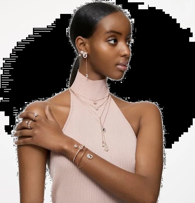 Bracelet Swarovski Constella 5636273 taille ronde pavé blanc plaqué or rose vue 4