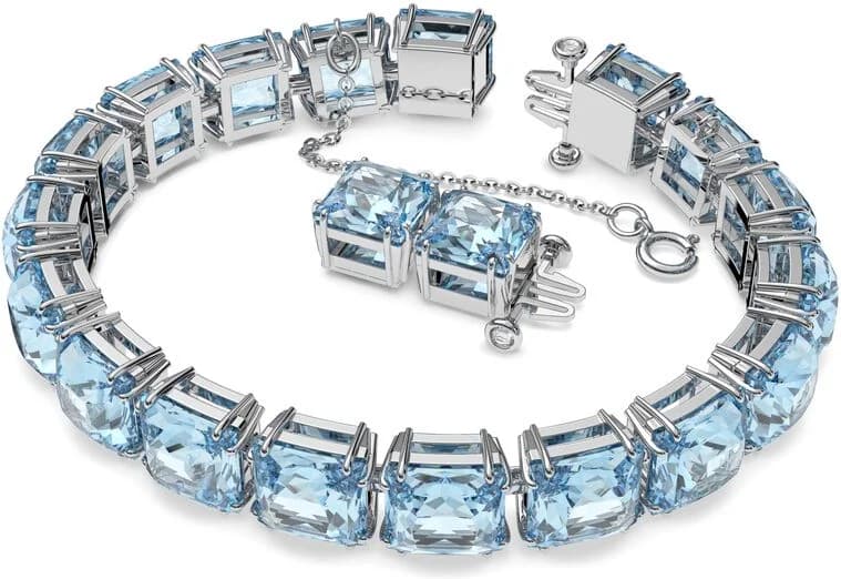 Bracelet Swarovski Millenia 5614924 cristaux taille carrée bleu rhodié vue 2