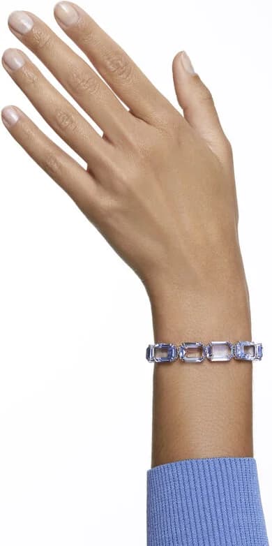 Bracelet Swarovski Millenia 5614927 cristaux taille octogone plaqué rhodium bleu vue 4