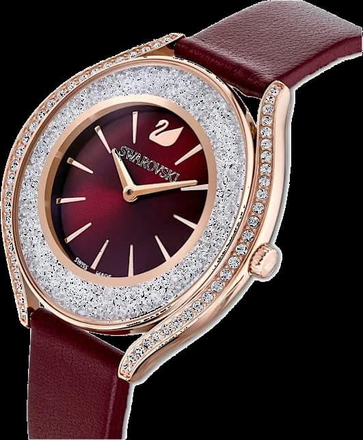 Montre Swarovski 5558637 profil bracelet cuir bordeaux boucle ardillon