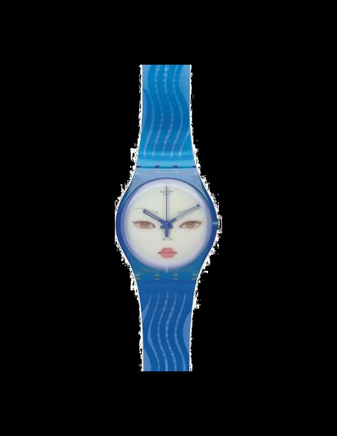Swatch SUOZ107 Blue Strap and Illustrated Dial Watch
