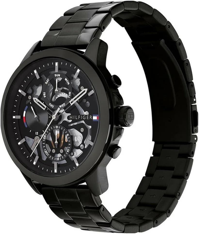 Montre Tommy Hilfiger Henry 1710478 bracelet cuir noir boucle déployante