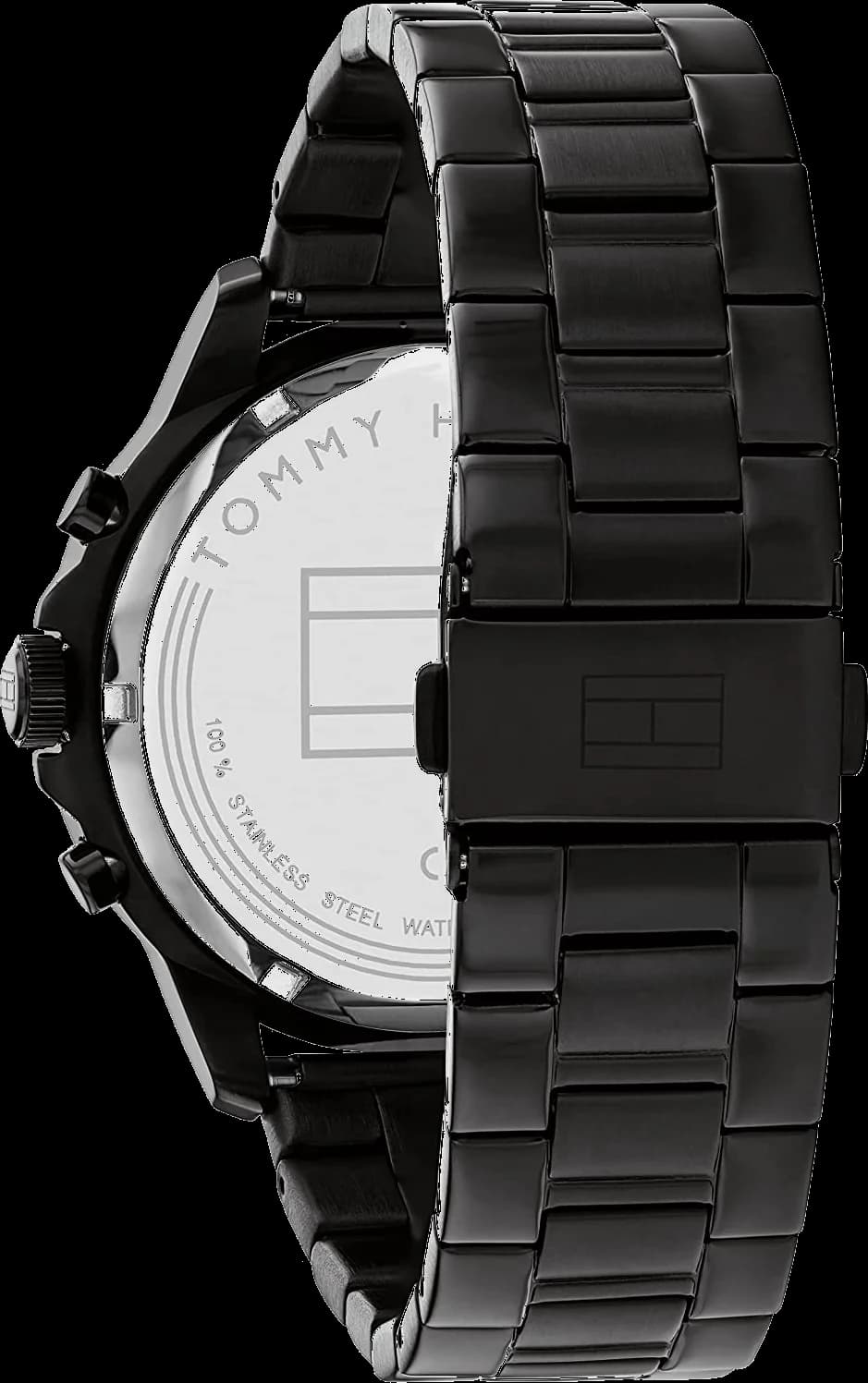 Cadran squelette montre Tommy Hilfiger 1710478 index bâtons analogique noir