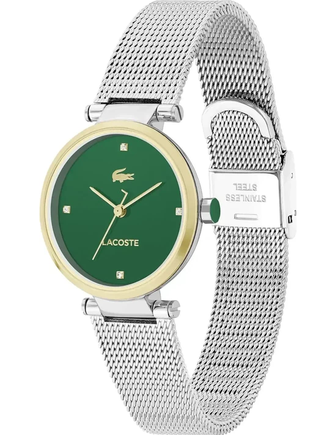 Montre Femme Lacoste Orba 2001348 cadran vert bracelet maille milanaise vue 2