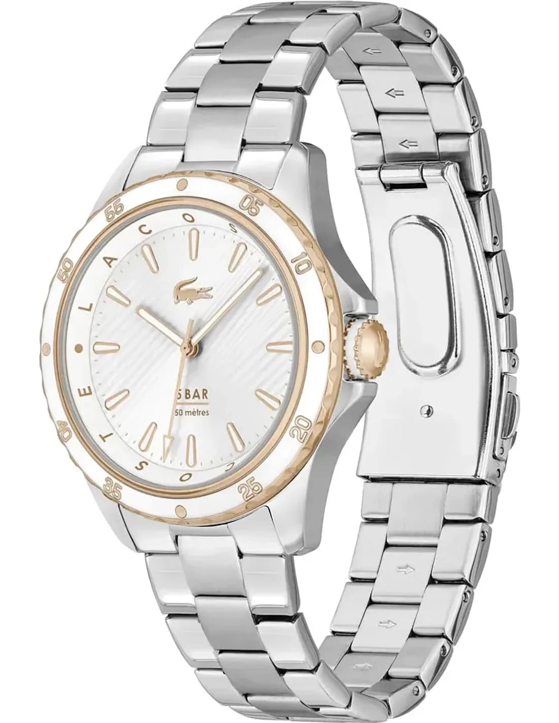 Montre Femme Lacoste Santorini 2001370 cadran blanc bracelet acier vue 2
