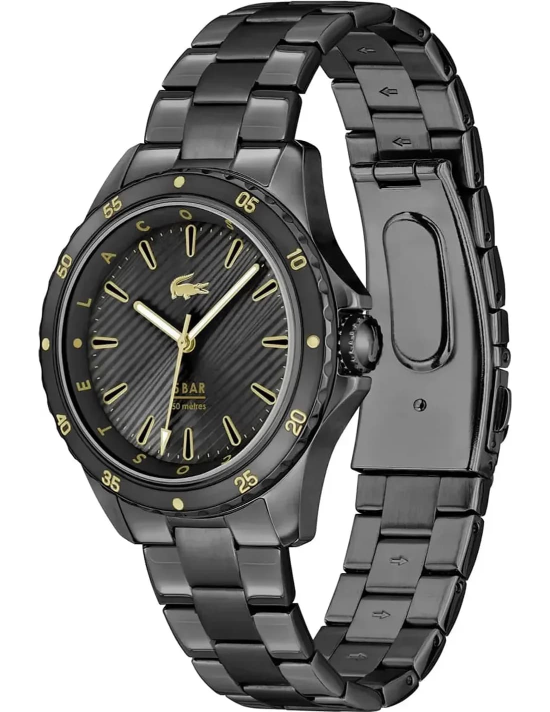 Montre Femme Lacoste Santorini 2001373 cadran noir bracelet acier vue 2
