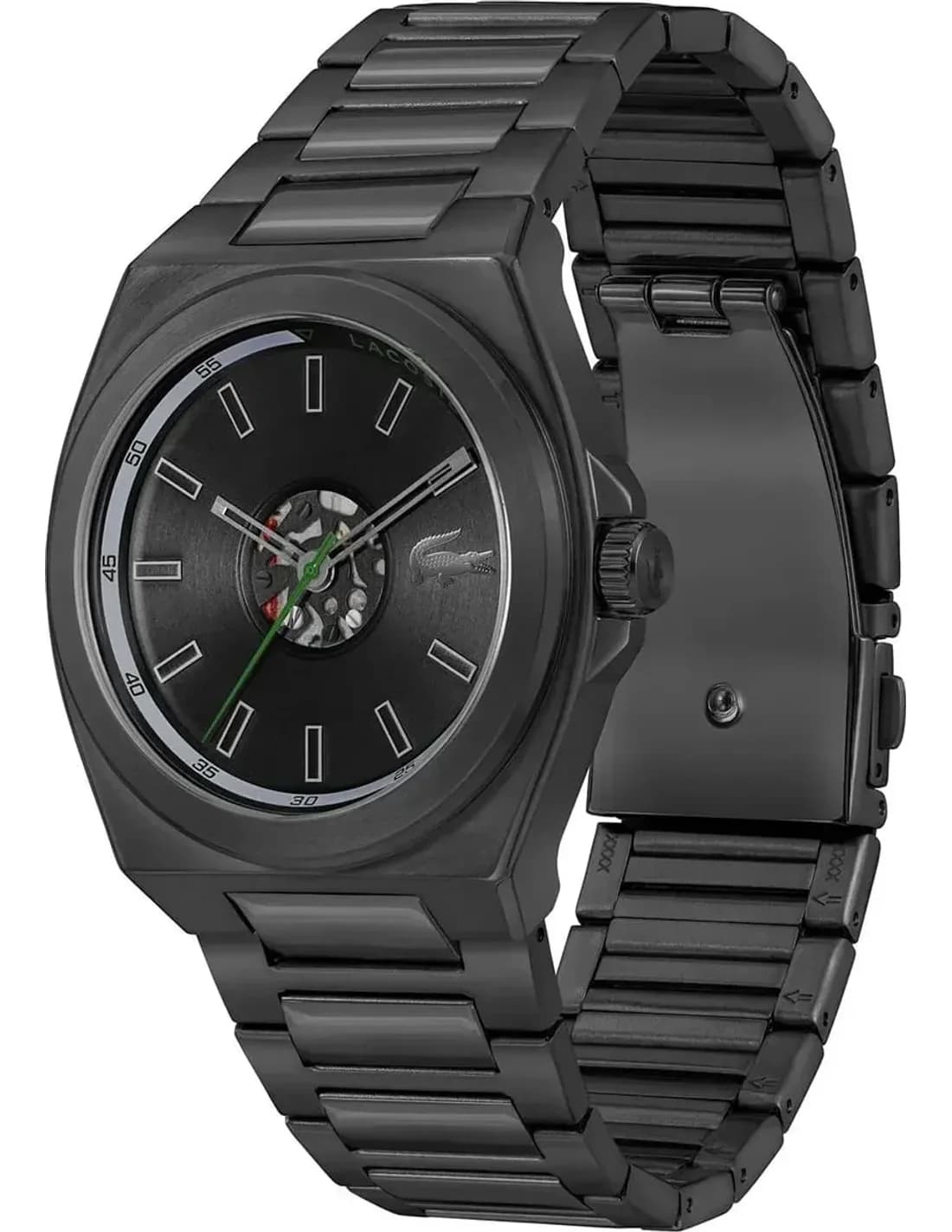 Montre Homme Lacoste Reno 2011336 cadran noir bracelet acier vue 2