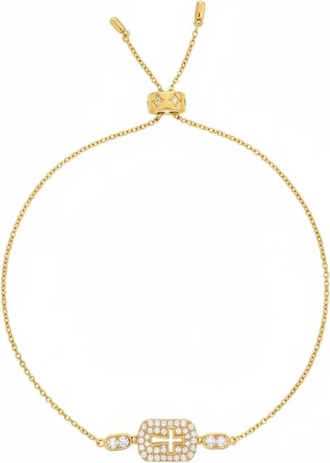 Bracelet APM Monaco ajustable médaille plaqué or croix et zirconiums
