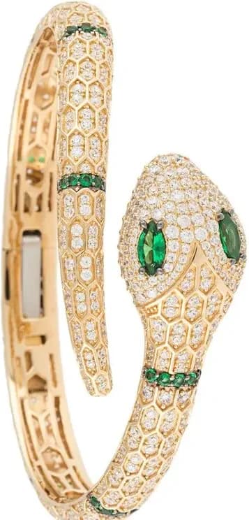 Bracelet Jonc APM Monaco serpent plaqué or jaune et incrusté de cristaux vue 2