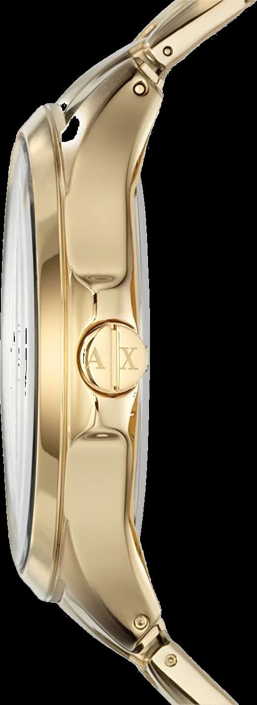 Montre Armani Exchange AX2122 bracelet acier or boucle déployante profil