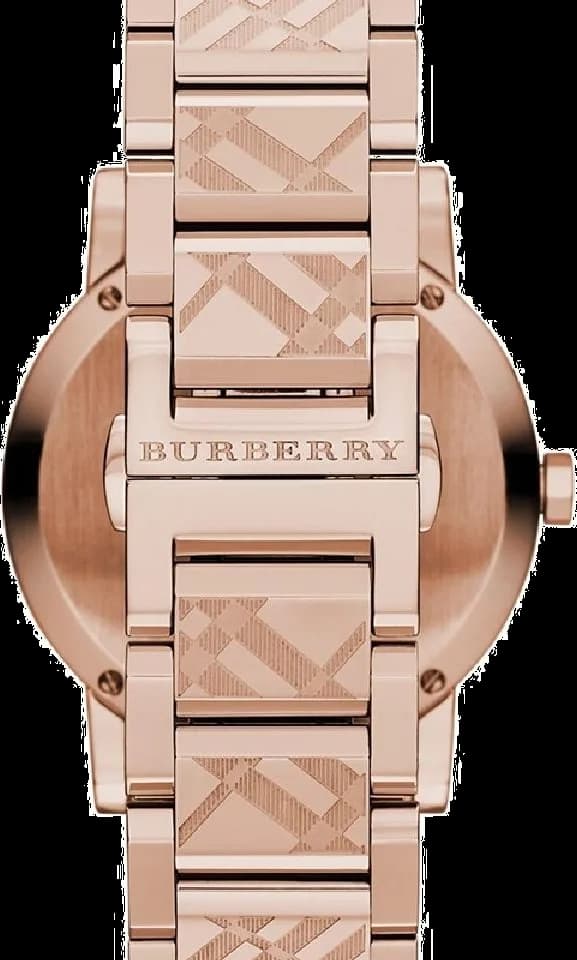Détail du bracelet cuir noir de la Burberry BU9146 — Montres Outlet