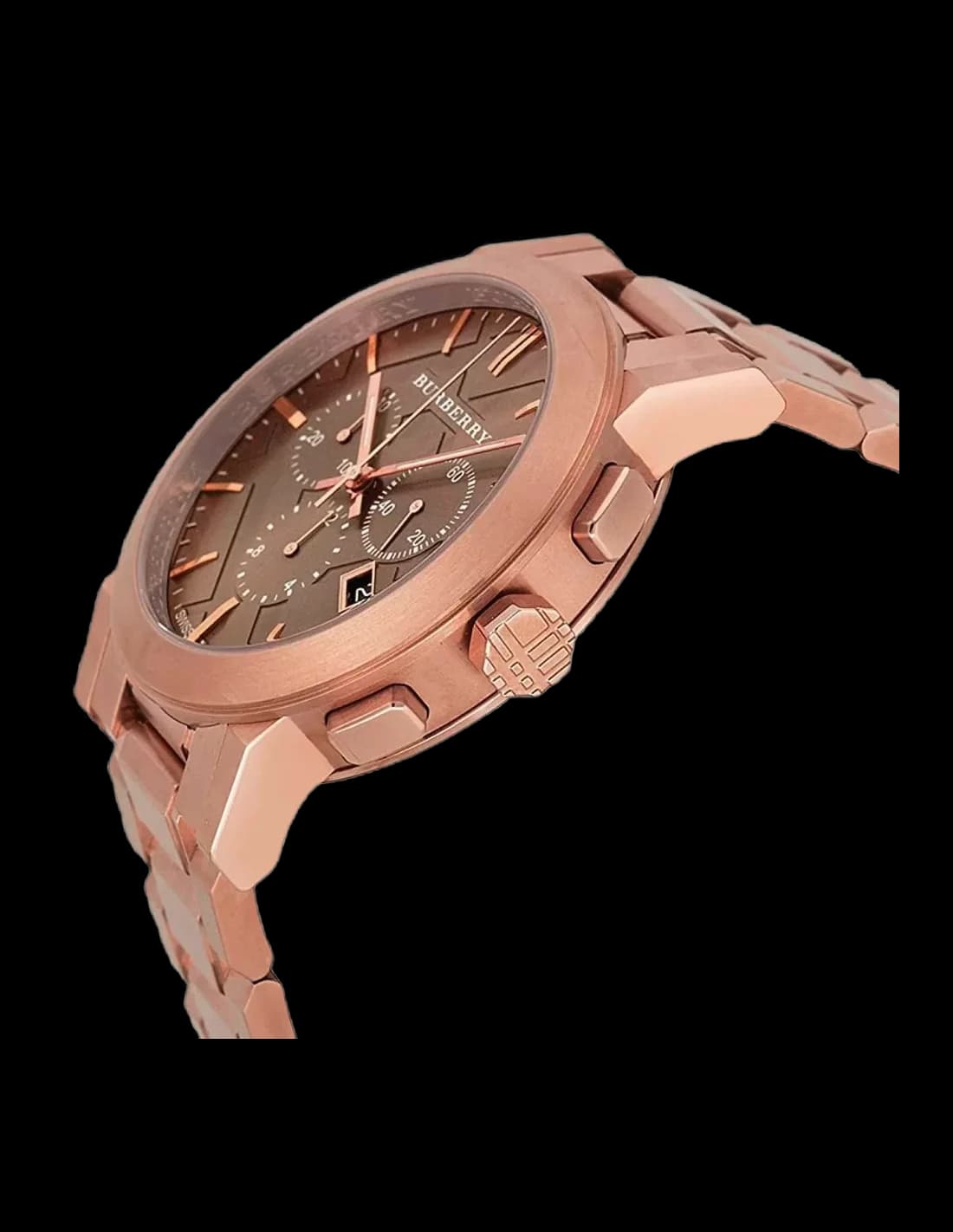 Montre Burberry BU9353 chronographe profil bracelet acier or rose boucle déployante