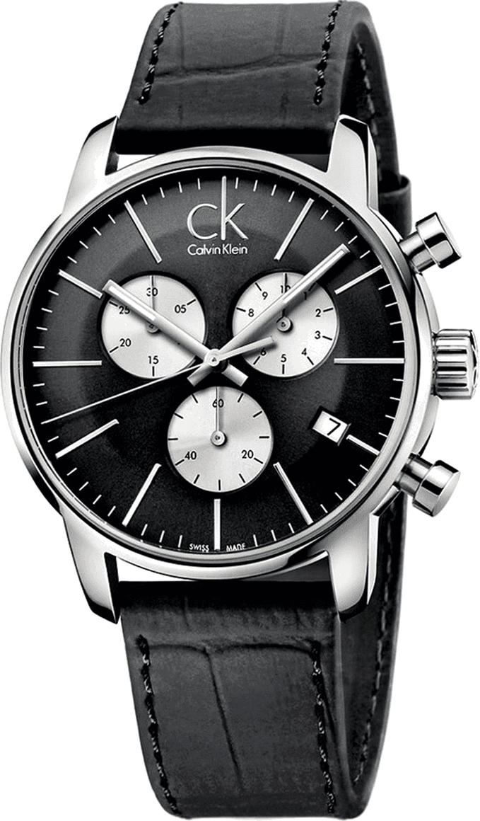 Montre Homme Calvin Klein City K2G271CX chronographe bracelet en cuir noir