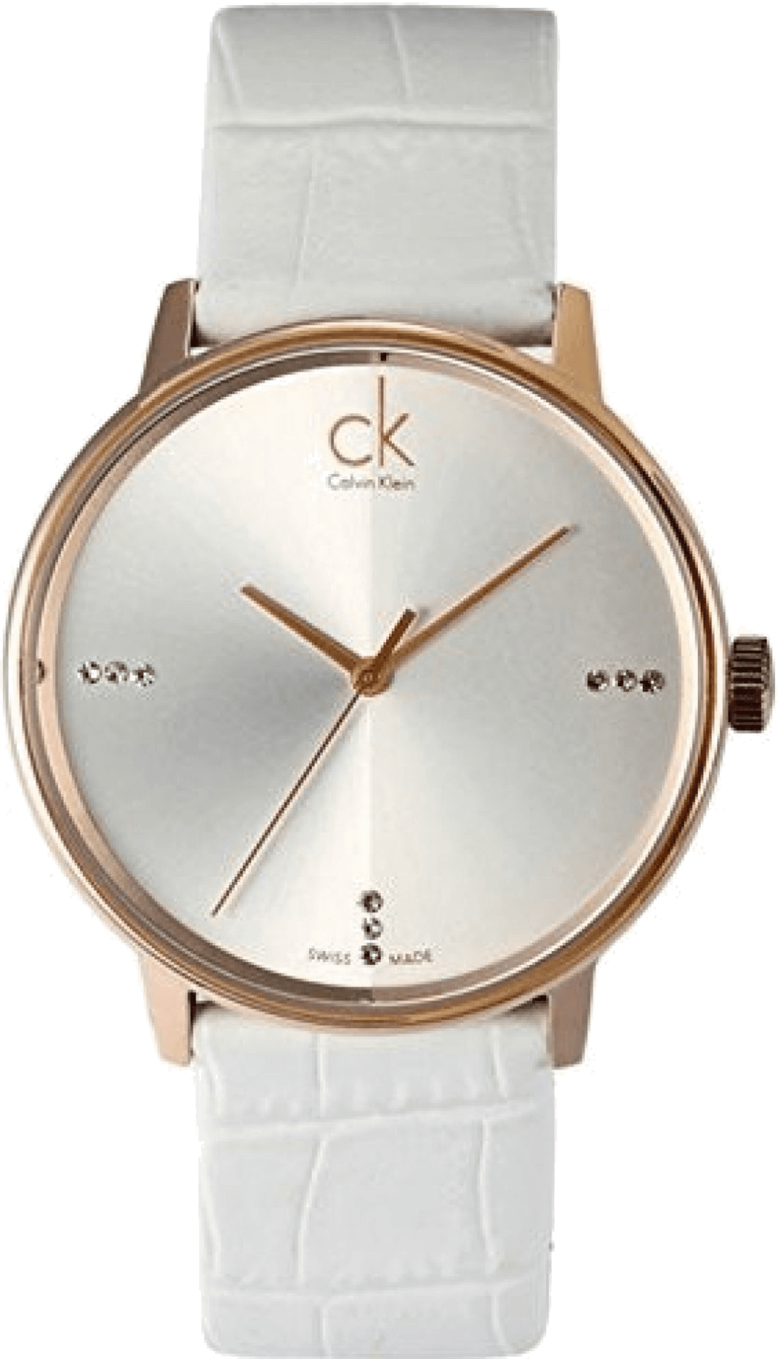 Montre Calvin Klein K2Y2X6KW Boîtier Or Rose et Bracelet Cuir Blanc