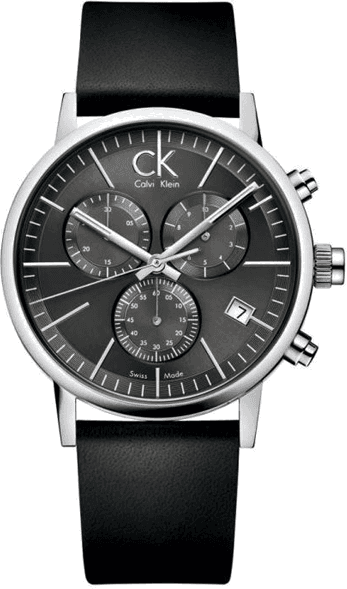 Montre Calvin Klein K7627107 Chronographe en Acier Poli et Cuir Noir