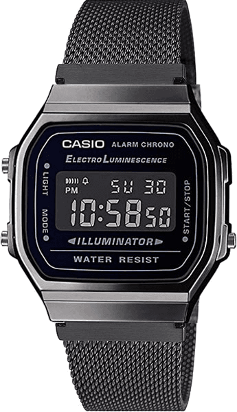 Montre Casio A168WEMB-1BDF Digitale en Maille Milanaise Noire