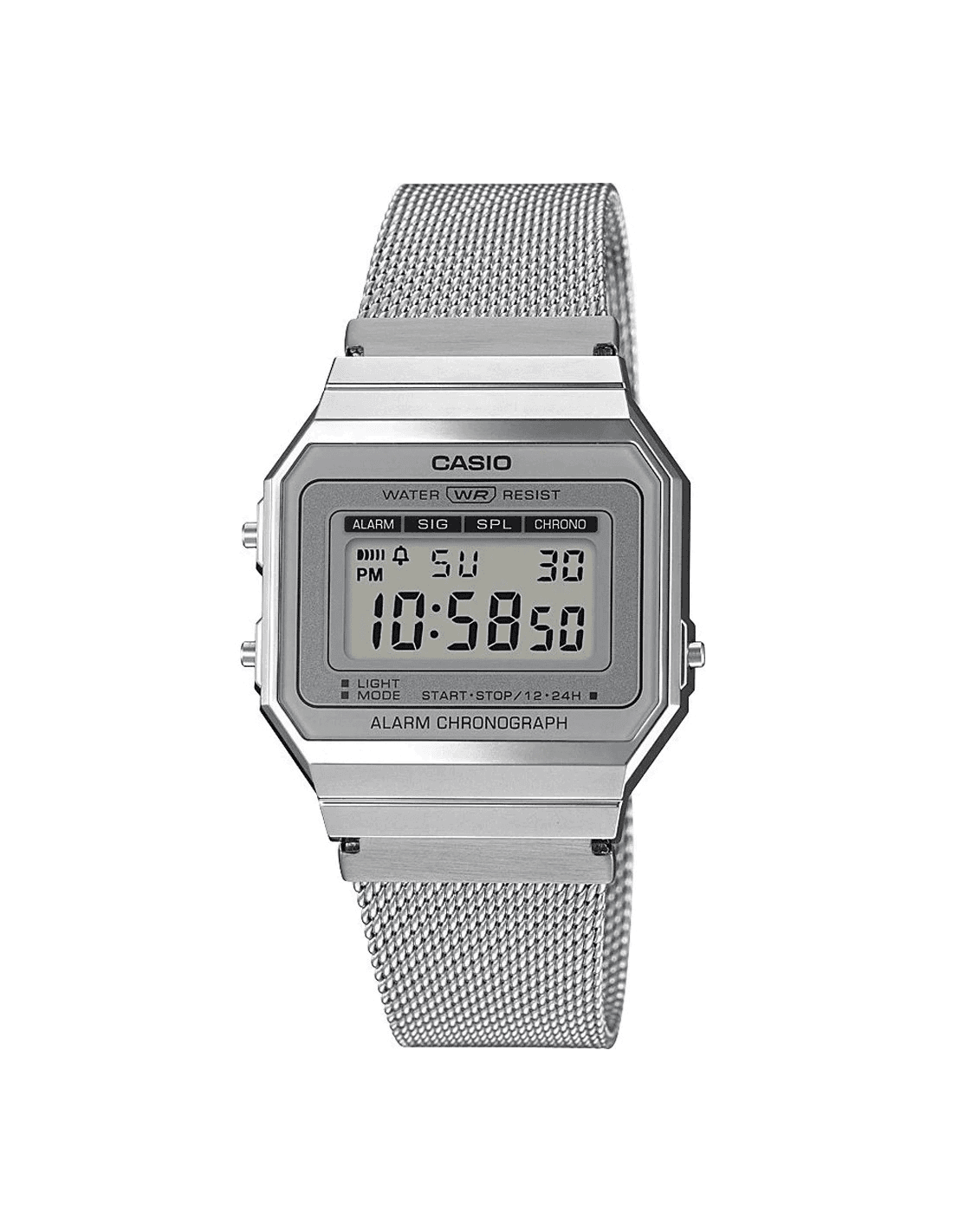 Montre Casio A700WEM-7AEF affichage digital et maille milanaise