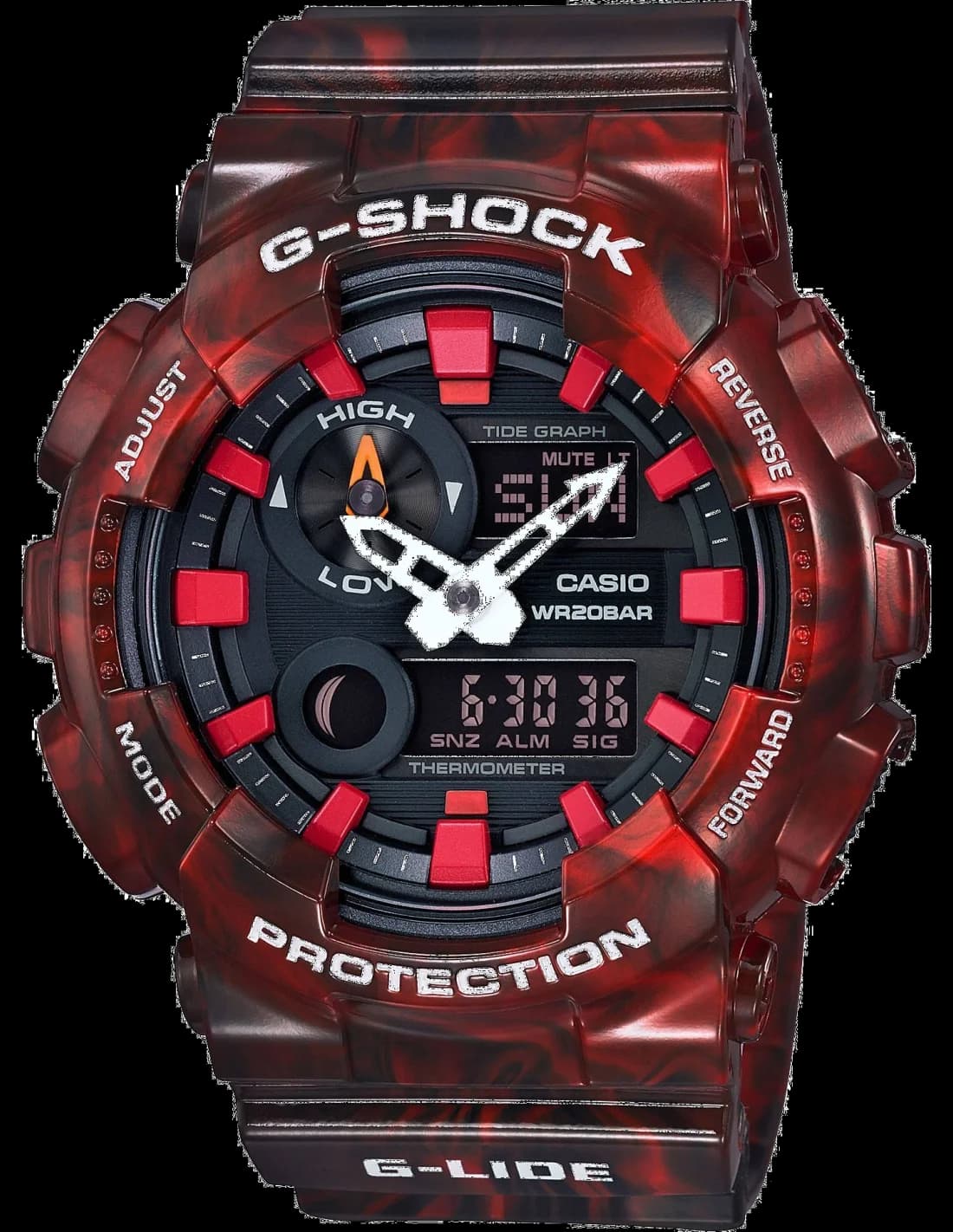 Montre Casio GAX-100MB-4AER rouge cadran digital-analogique contrasté pour look sportif robuste