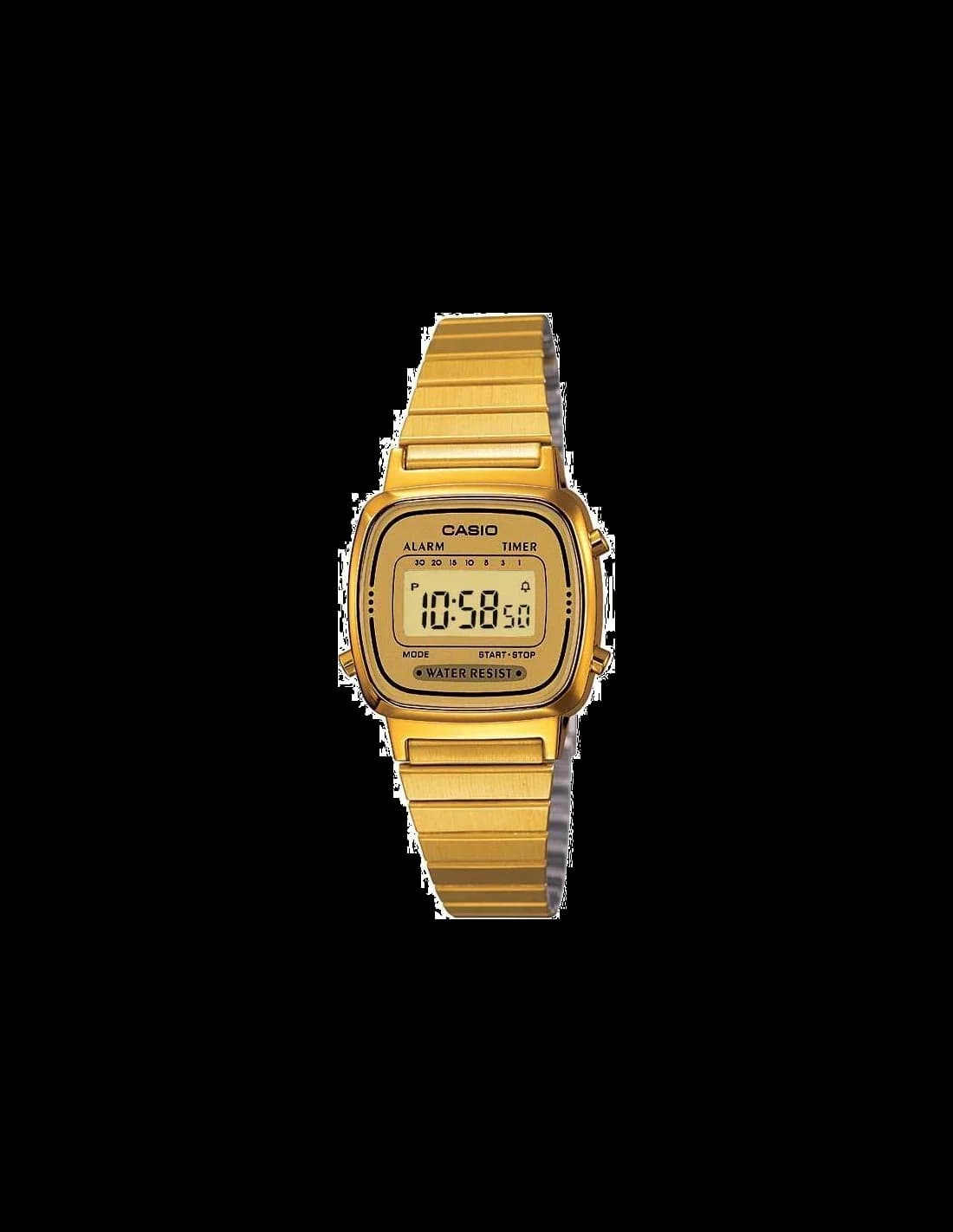 Casio LA670WEGA-9EF — montre rétro LCD dorée