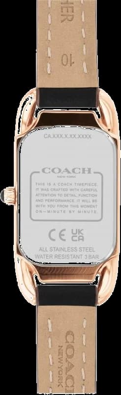 Montre femme Coach Cadie 14504027 cadran acier or rose bracelet cuir de veau fin vue 2