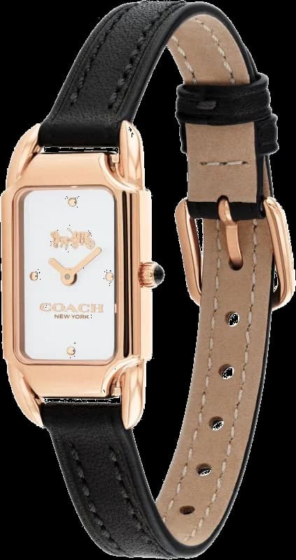 Montre femme Coach Cadie 14504027 cadran acier or rose bracelet cuir de veau fin vue 3