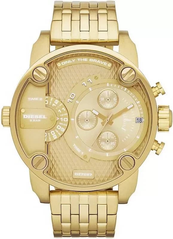 Montre Diesel DZ7287 avec cadran noir multifonction et index blancs sur fond soleil texturé