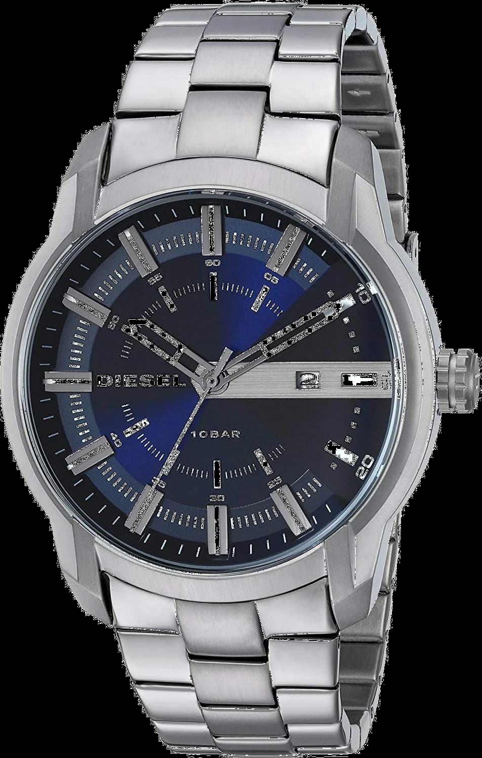 Montre Diesel DZ1768 argentée au cadran noir avec index blancs et aiguilles lumineuses