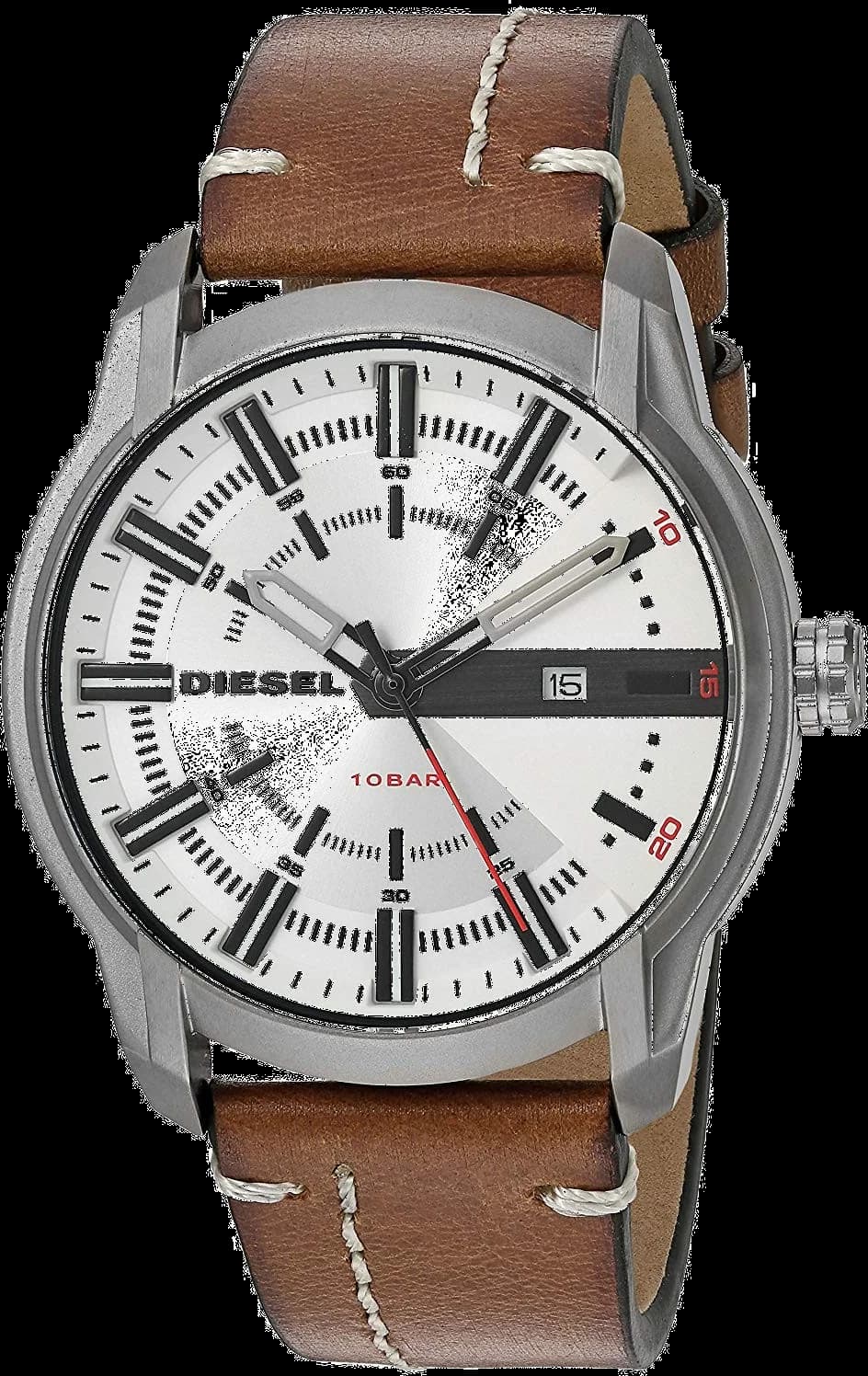 Montre Diesel DZ1814 avec cadran noir texturé et aiguilles luminescentes sur fond sombre