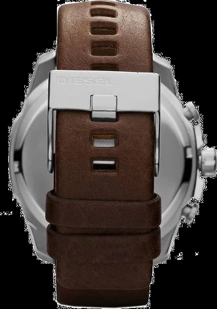 Montre Diesel DZ4281 Mega Chief profil 52mm boîtier acier brossé cuir