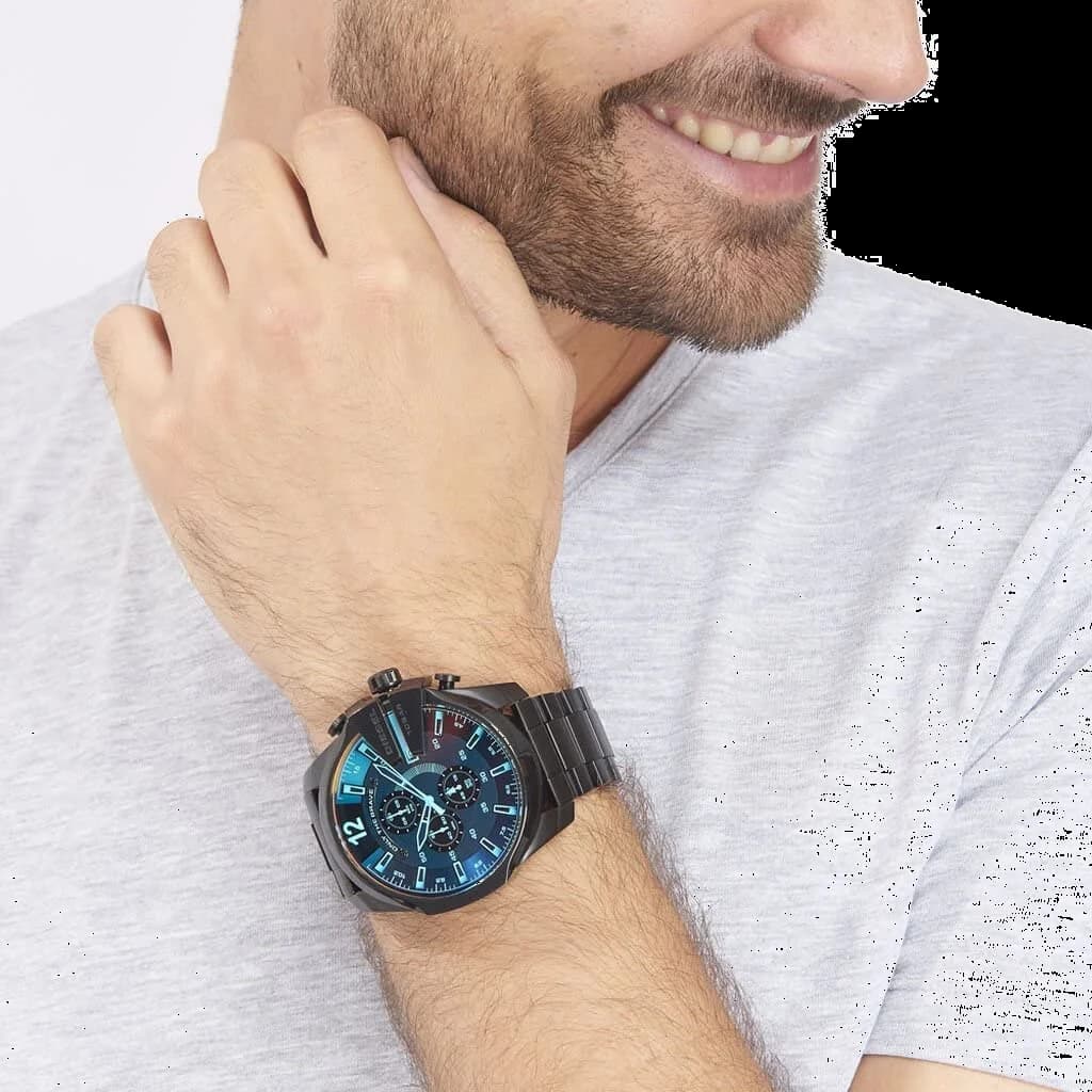 Montre Diesel DZ4318 en Acier Noir et Verre aux Reflets Iridescents vue 4