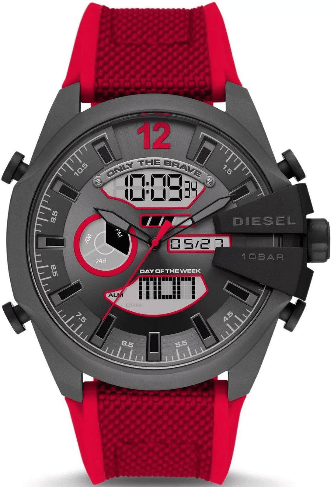 Montre Homme Diesel Mega Chief DZ4551 bracelet rouge en nylon et silicone cadran multifonction