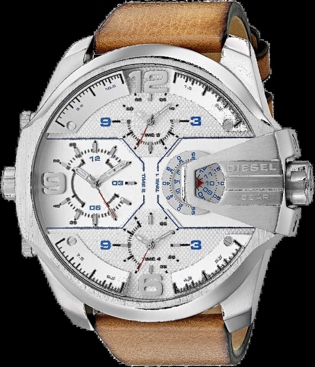 Montre Diesel DZ7374 Uber Chief homme cadran blanc acier 55mm