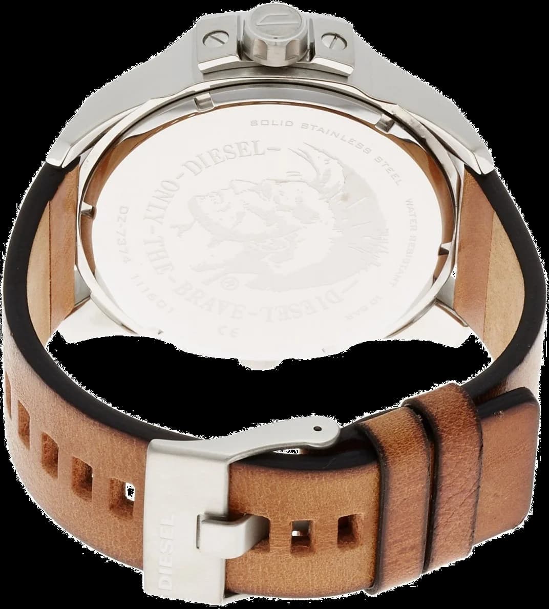 Montre Diesel DZ7374 bracelet cuir marron boucle ardillon profil