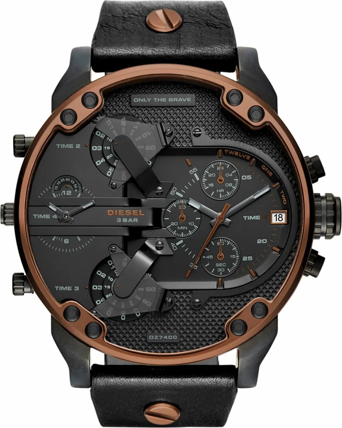 Montre Diesel DZ7400 Mr Daddy 2.0 noir bracelet cuir cadran XXL