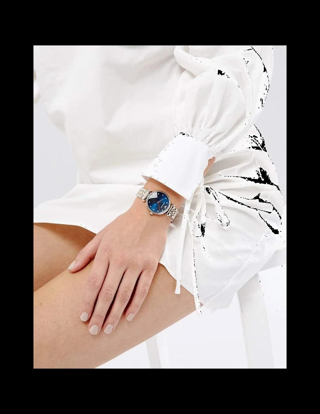 Montre Emporio Armani AR11092 femme détail cadran bleu