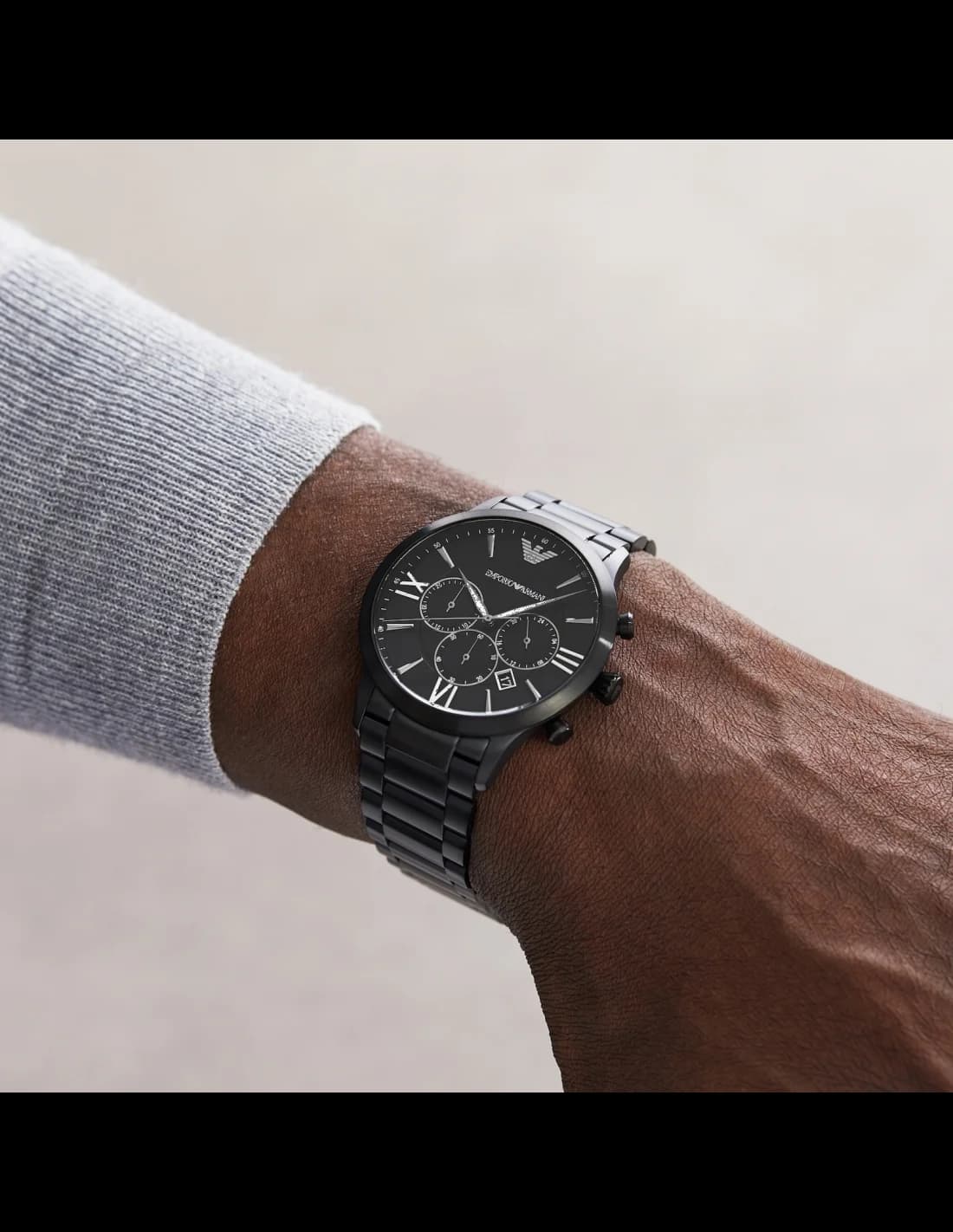 Montre Emporio Armani AR11349 homme détail bracelet acier inoxydable