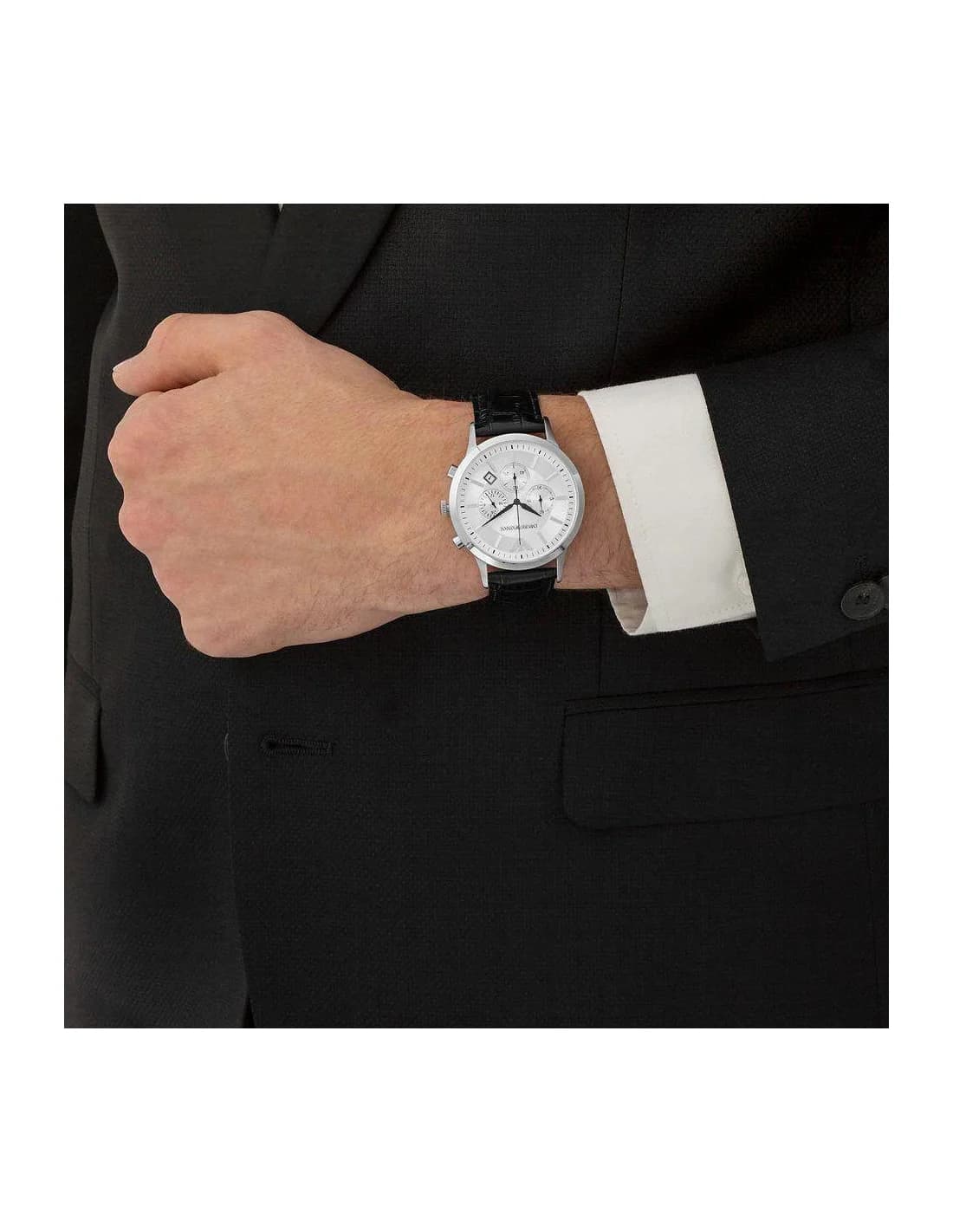 Montre Emporio Armani AR2432 homme détail cadran argent
