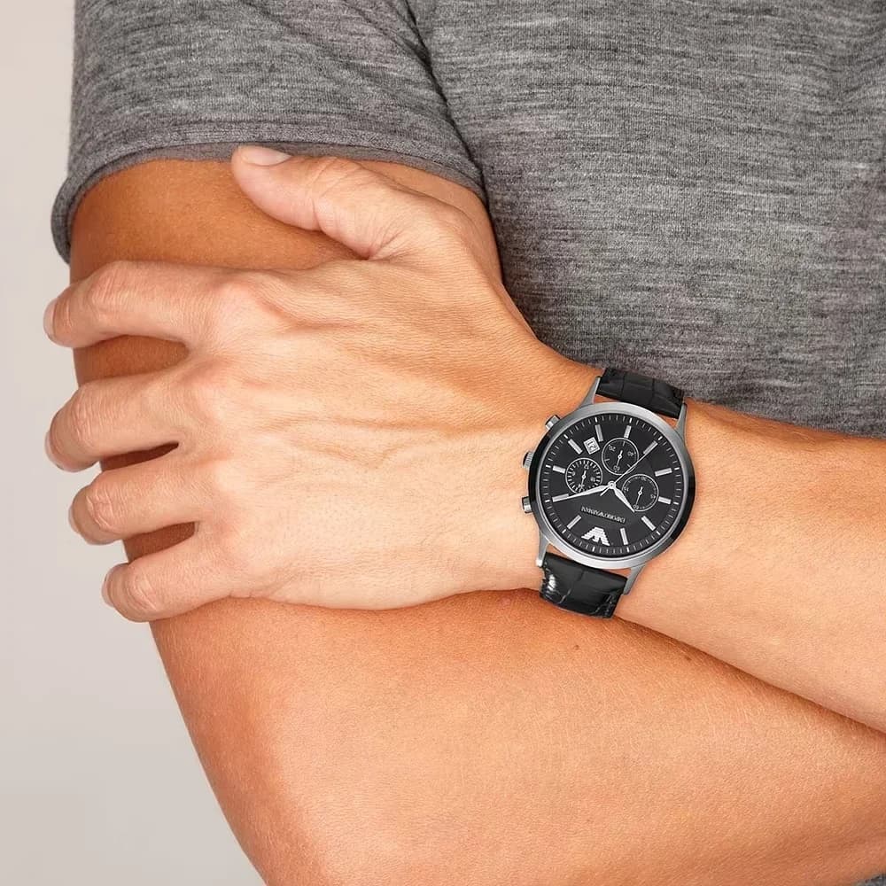 Montre Emporio Armani AR2447 homme détail bracelet cuir