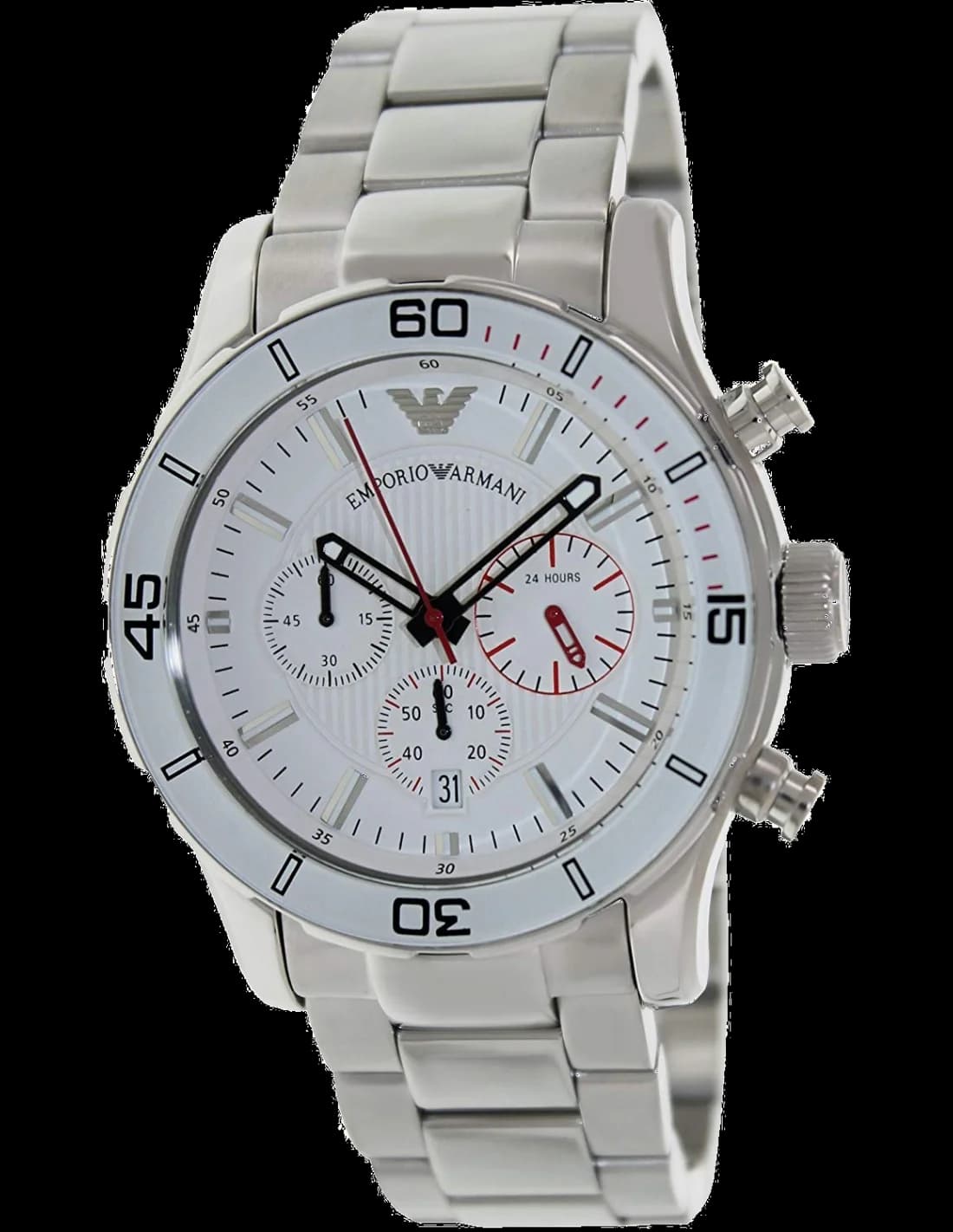 Montre Emporio Armani AR5932 homme cadran blanc bracelet acier inoxydable