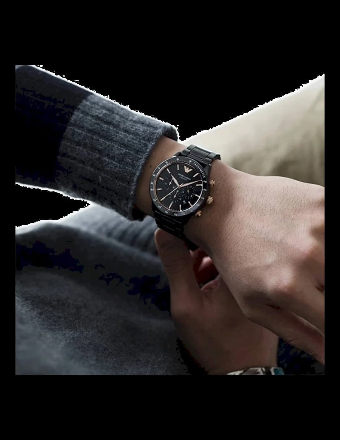 Montre Emporio Armani AR70002 homme verso boîtier noir