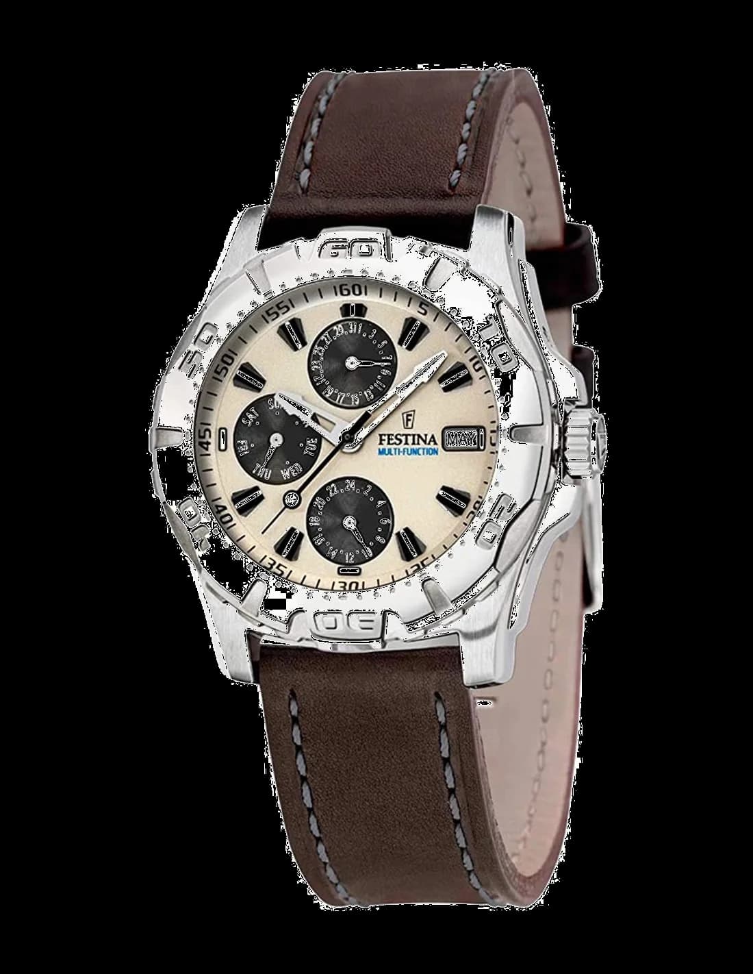 Montre Festina F16243/A Multifonction en Acier avec Bracelet Cuir